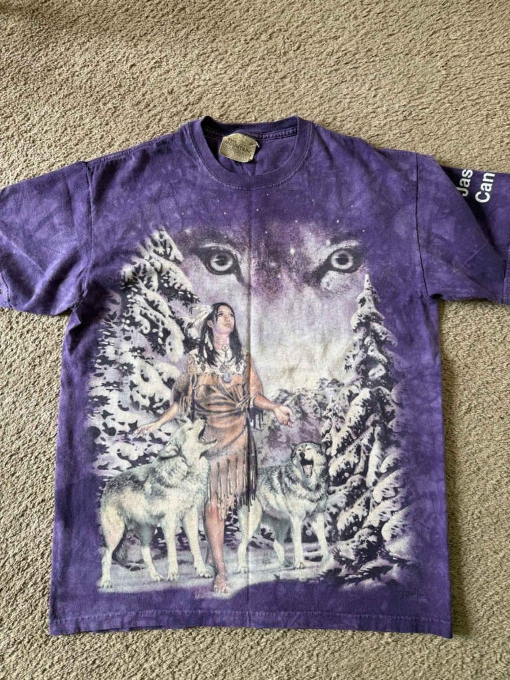 The Mountain Men’s Medio Purple Wolves T-Shirt – Tie-Dye, Nature Theme